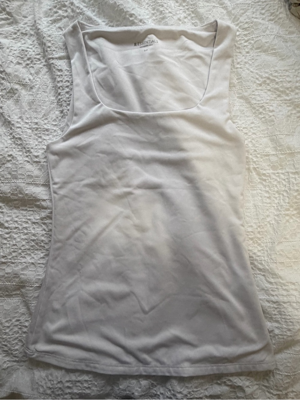 White Form-Fitting Square Neck Tank Top